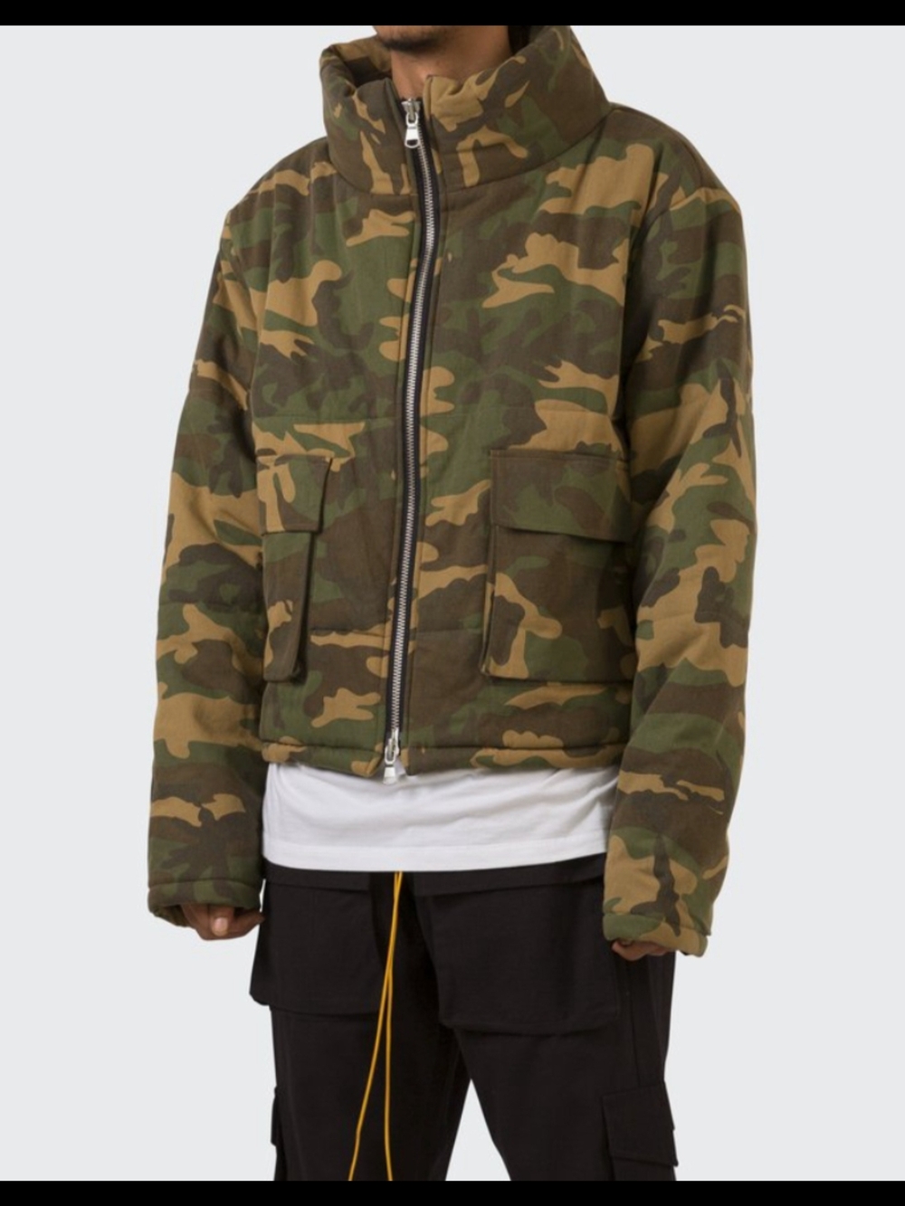 MNML Camouflage Puffer Jacket - Green & Brown